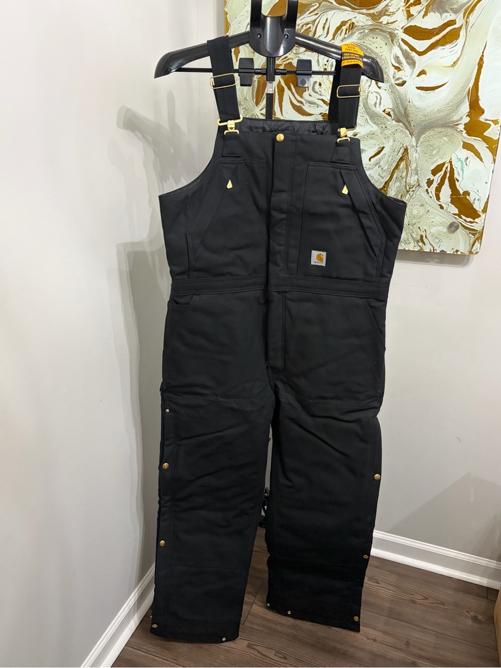 NWT Carhartt Men's M Short Loose Fit Firm Duck Insulated Biberalls Black 105470
